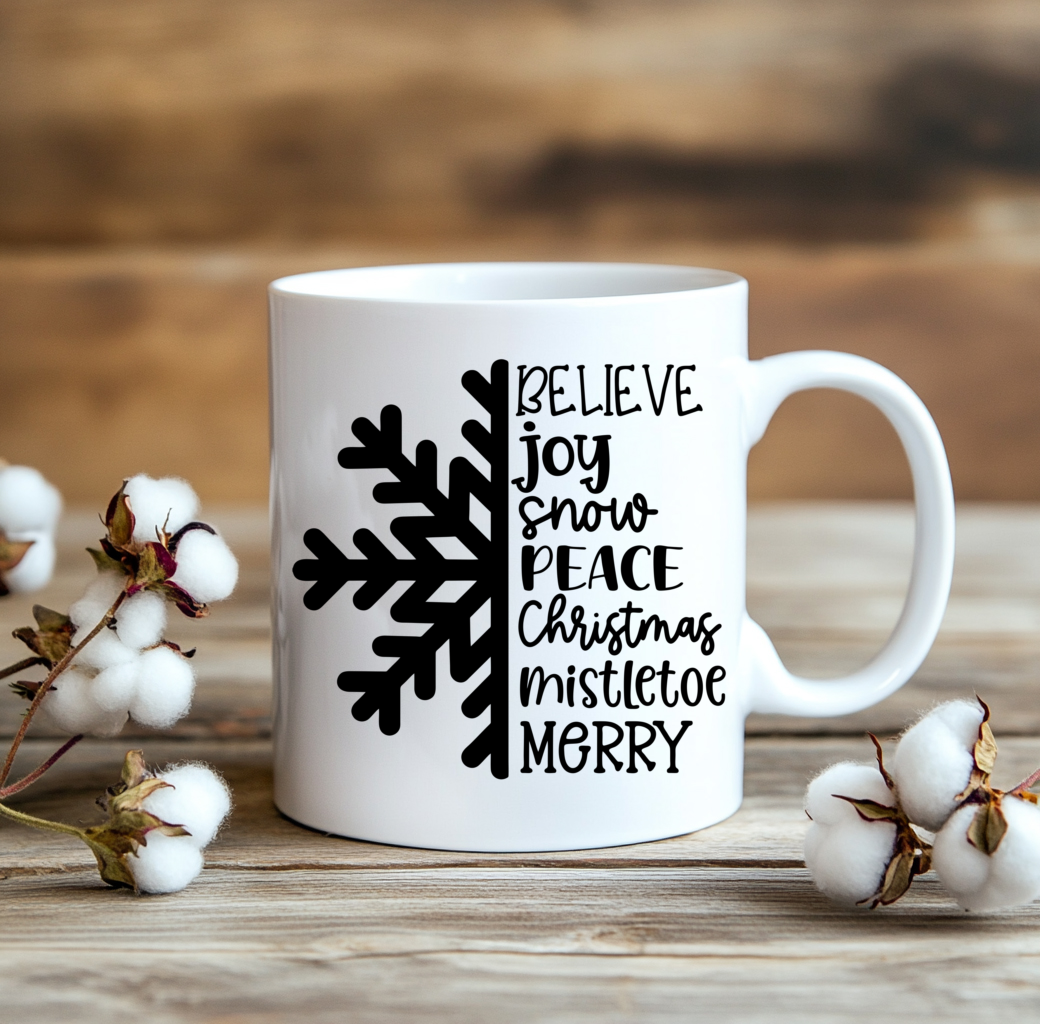 Coffee Mug Half Snowflake with winter inspiration
