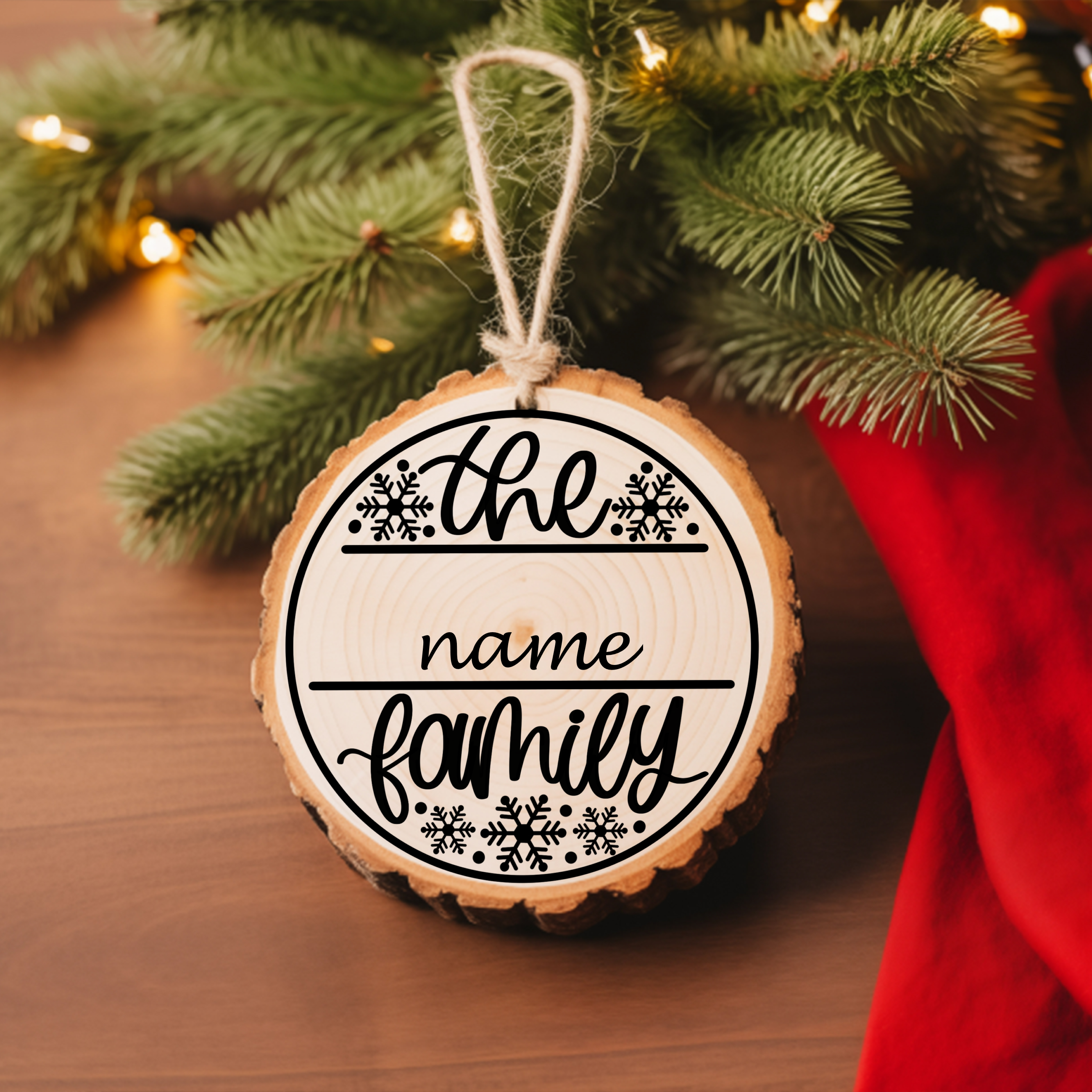 Round Ornament Snowflake Family Name