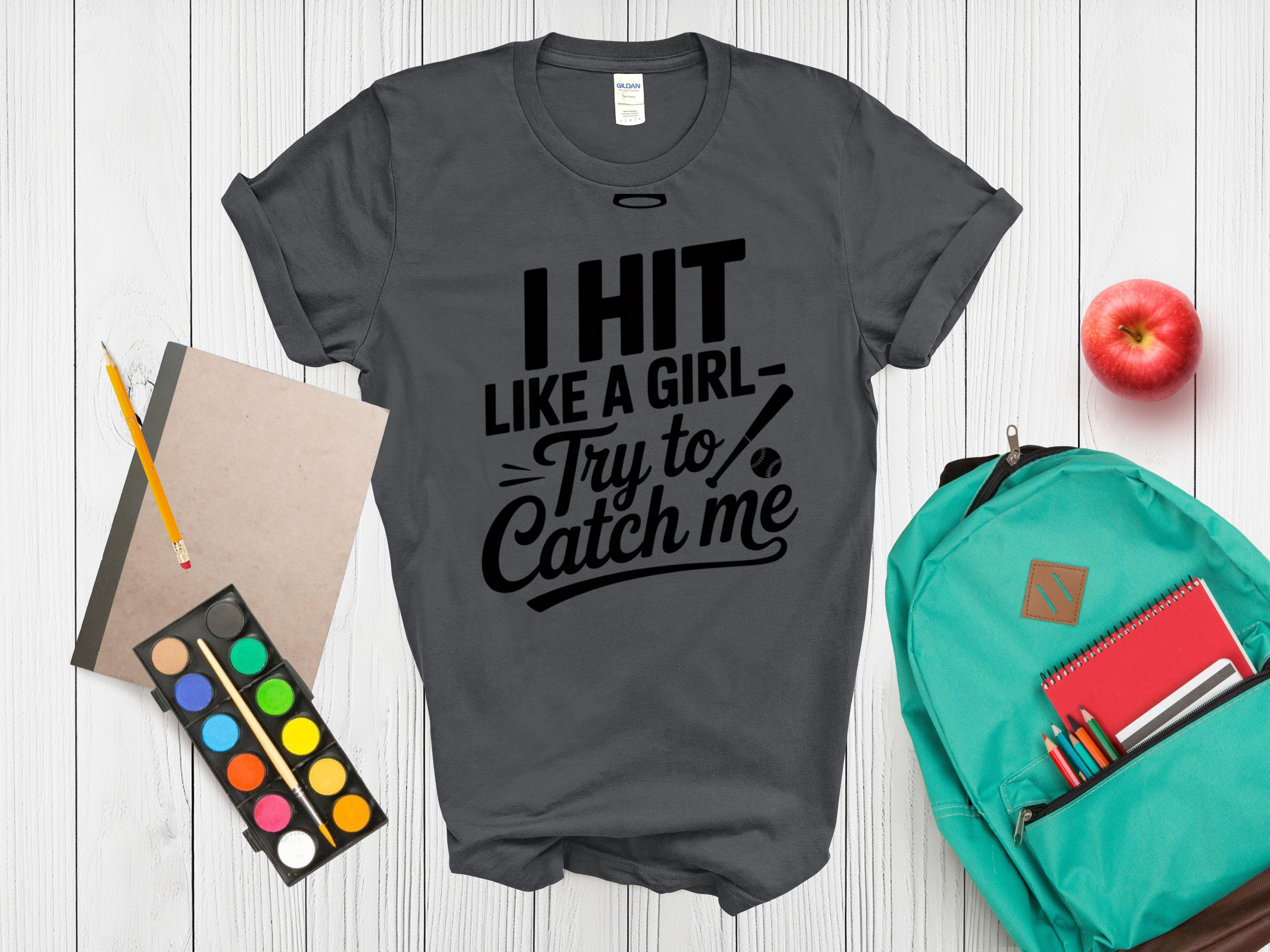 Kids Sports Tee I hit like a girl try to catch me