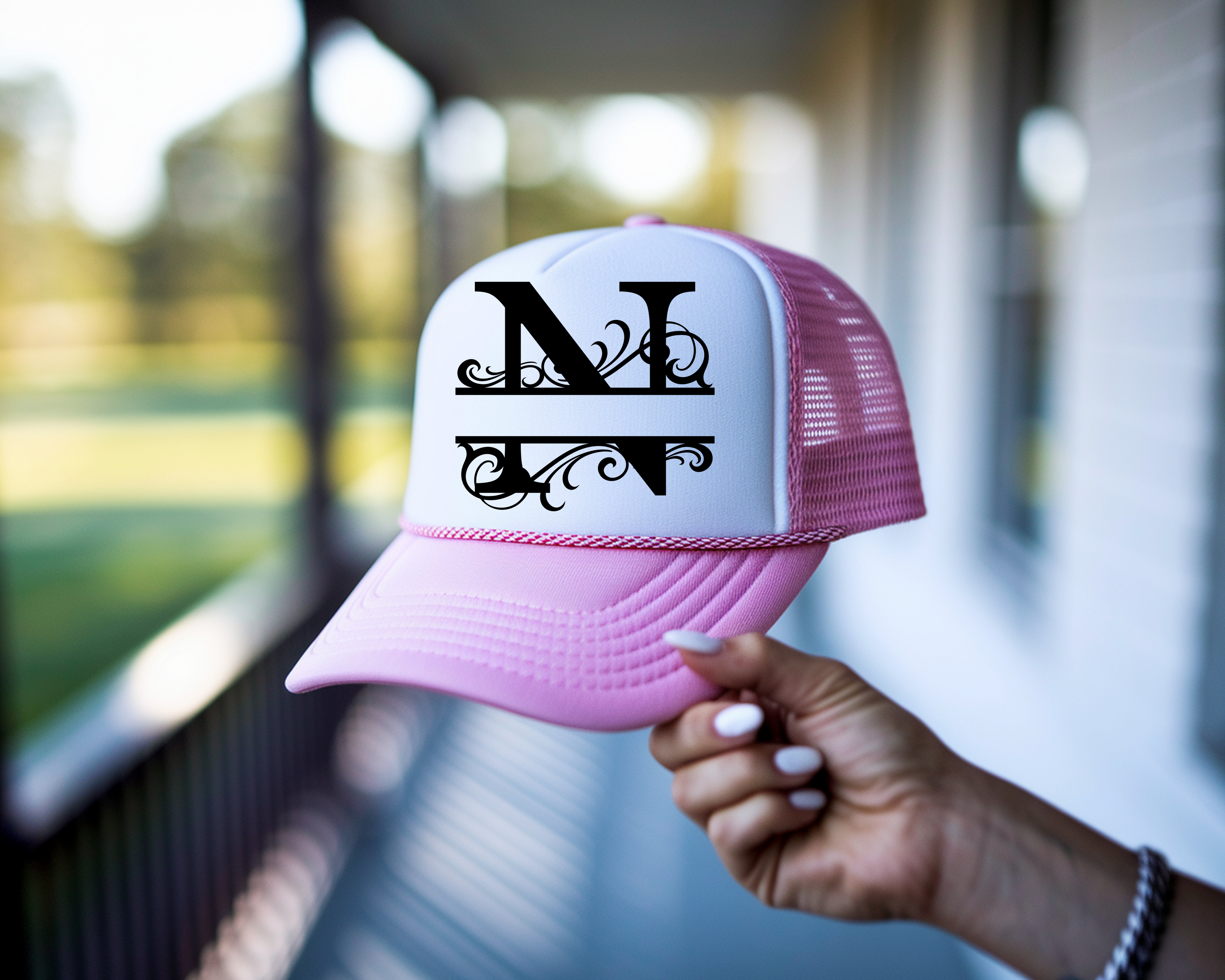 Mesh back Monogram design customizable