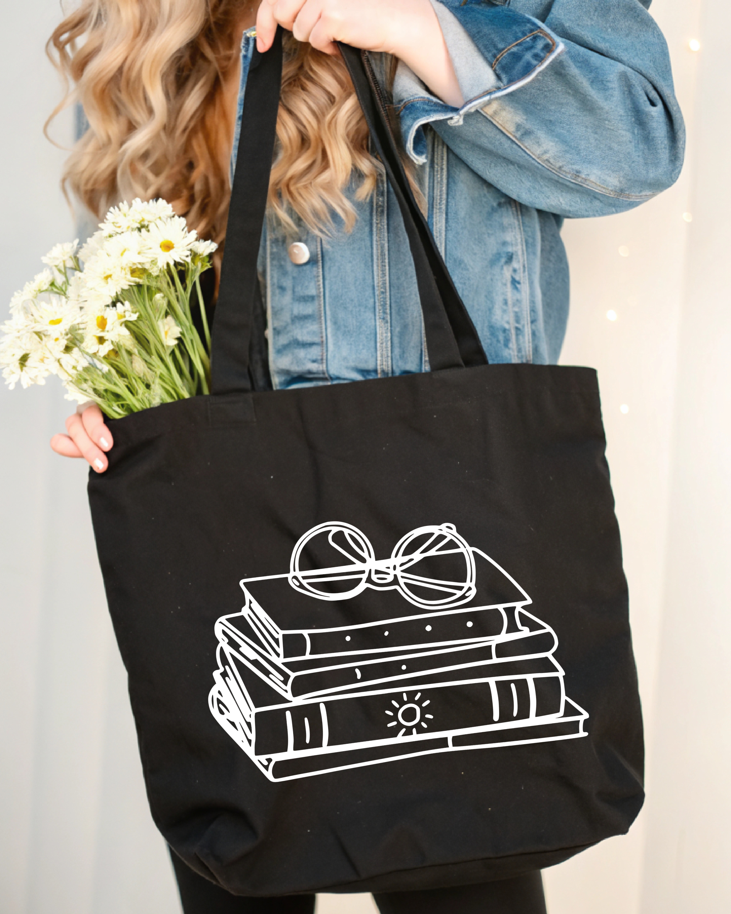 Tote Bag Books with Glasses