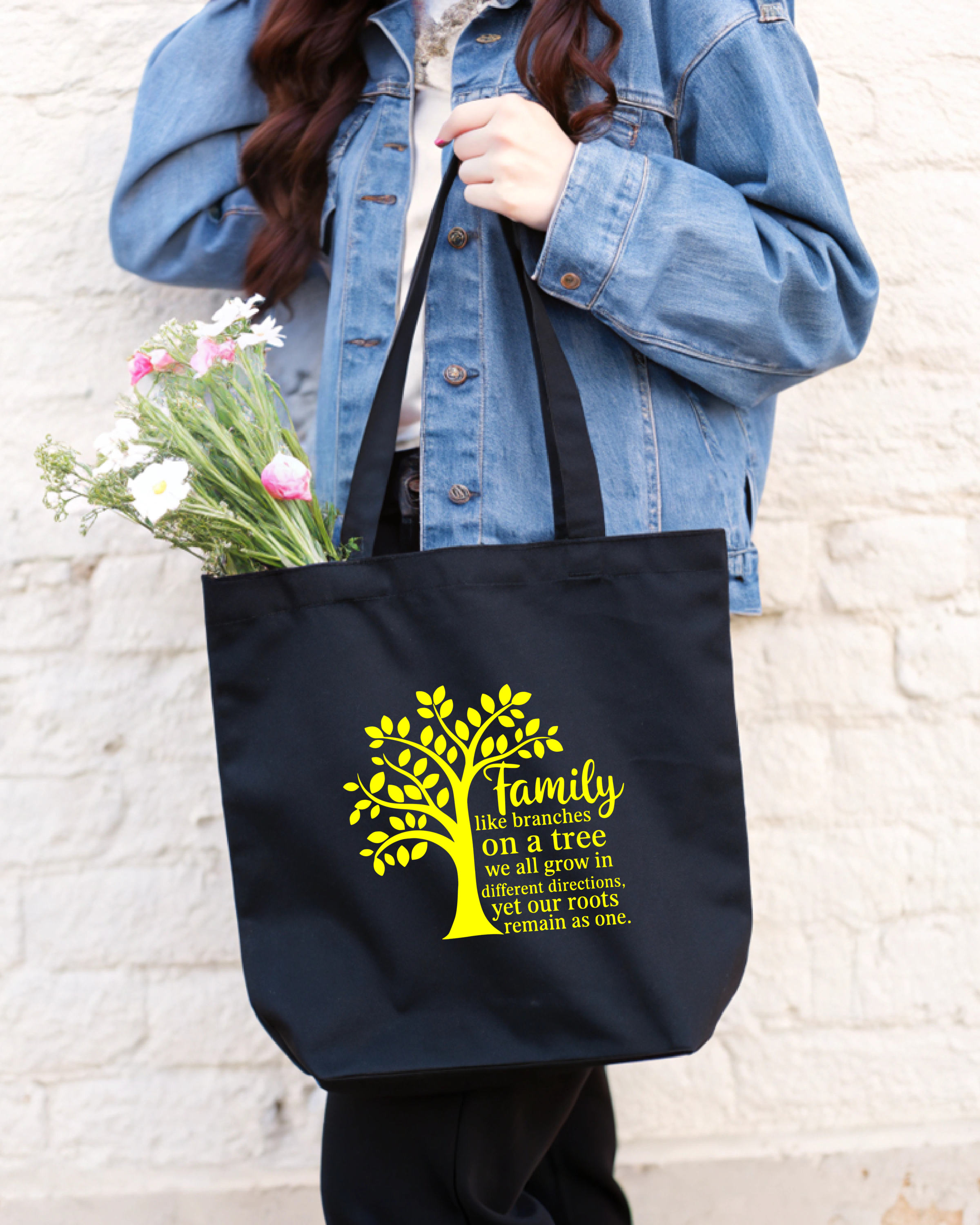 Tote Bag Family Tree Pointed Leaves
