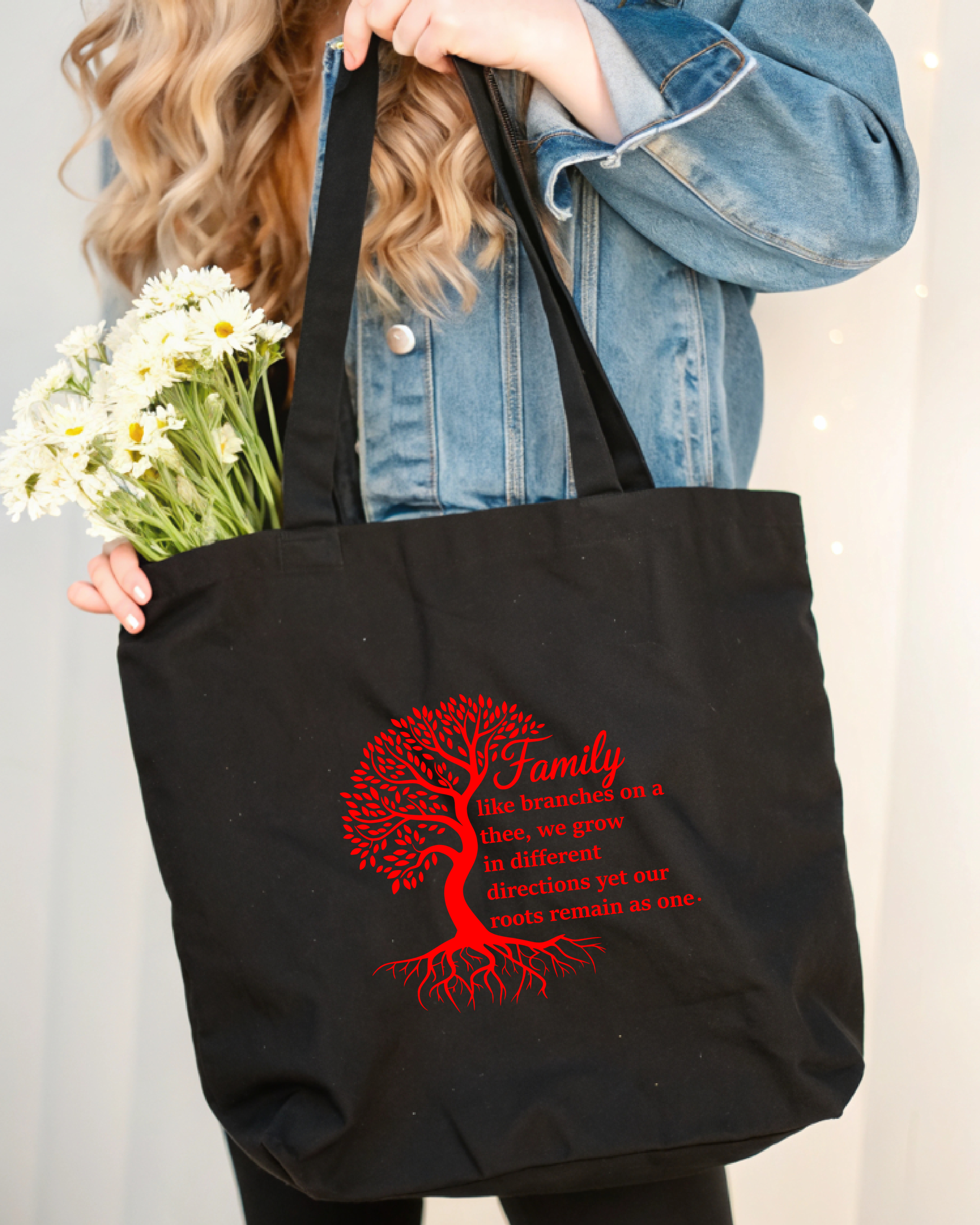 Tote Bag family tree left writing right
