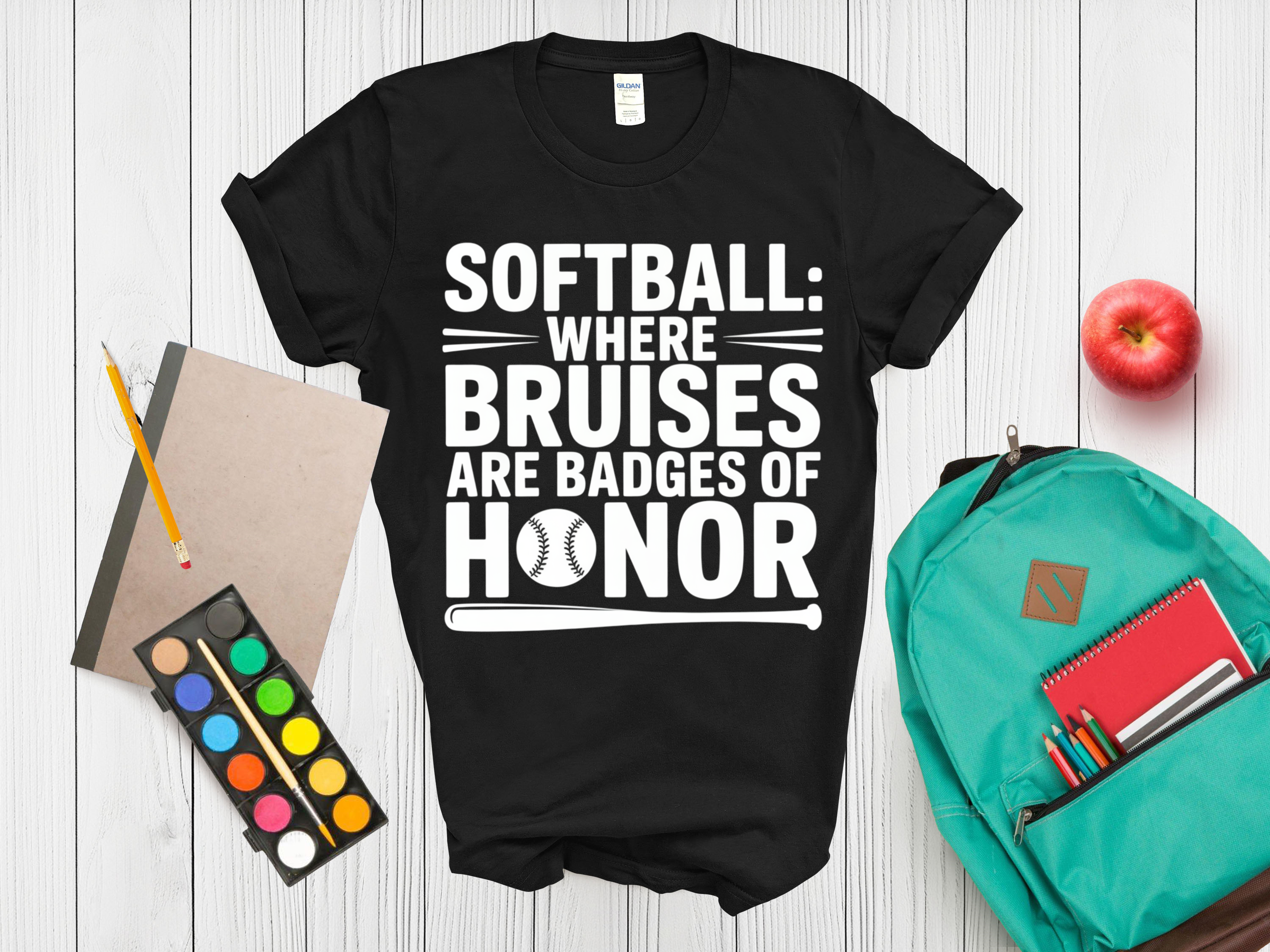 Kids Sports Tee Softball Where Bruises are a Badge of Honor