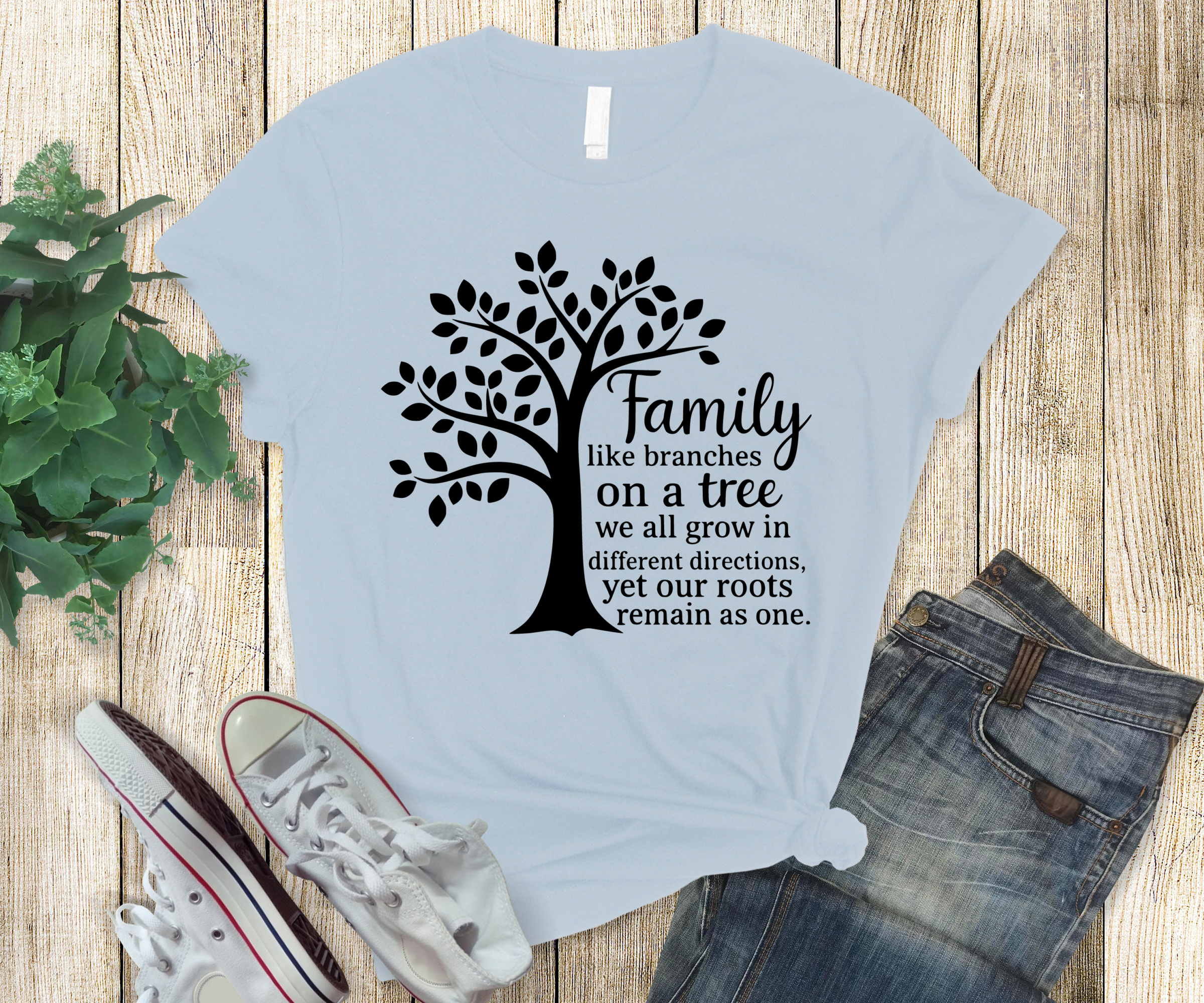 T-Shirt Family Tree Family and Tree in Cursive