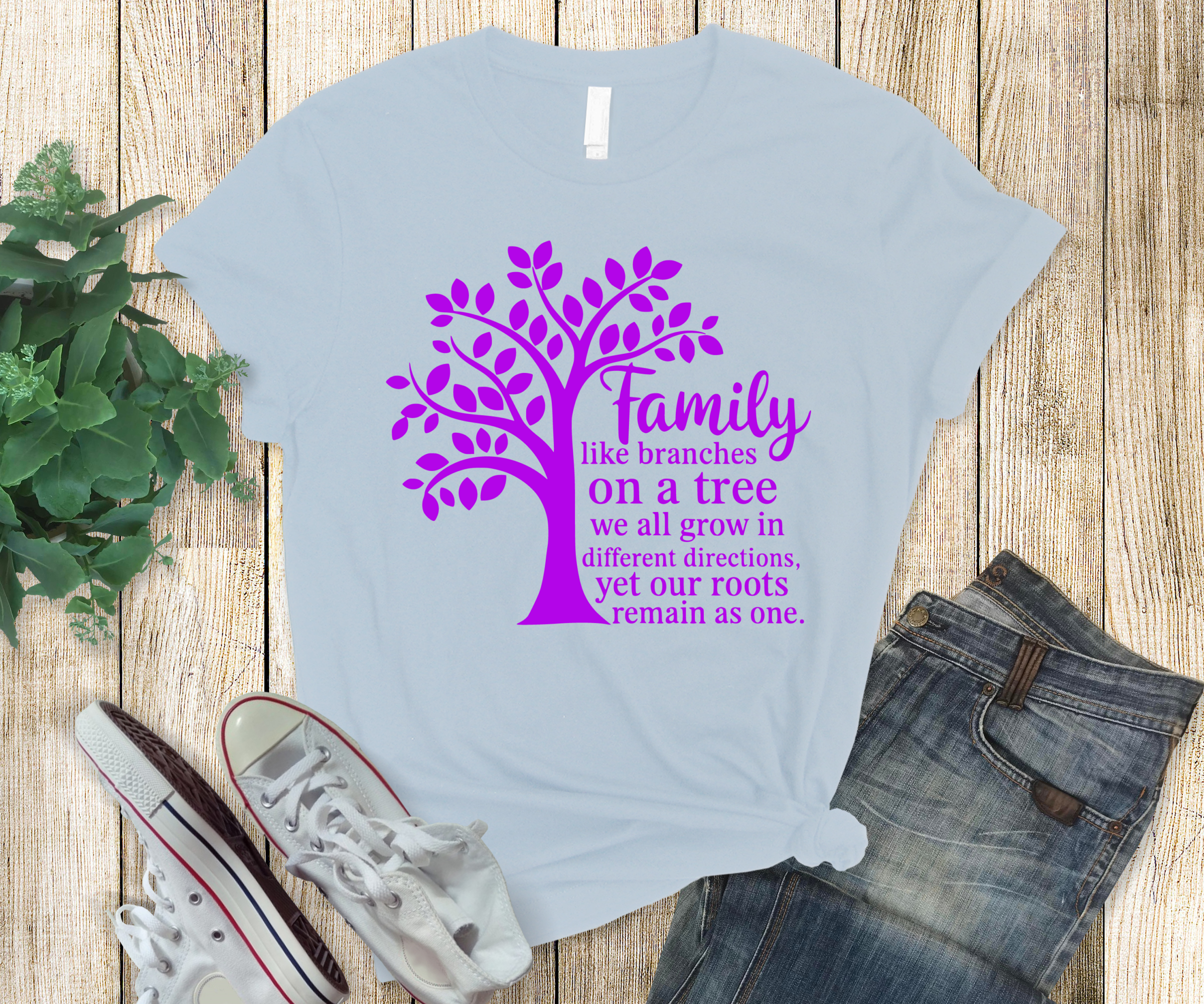 T-Shirt Family Tree with Pointed Leaves
