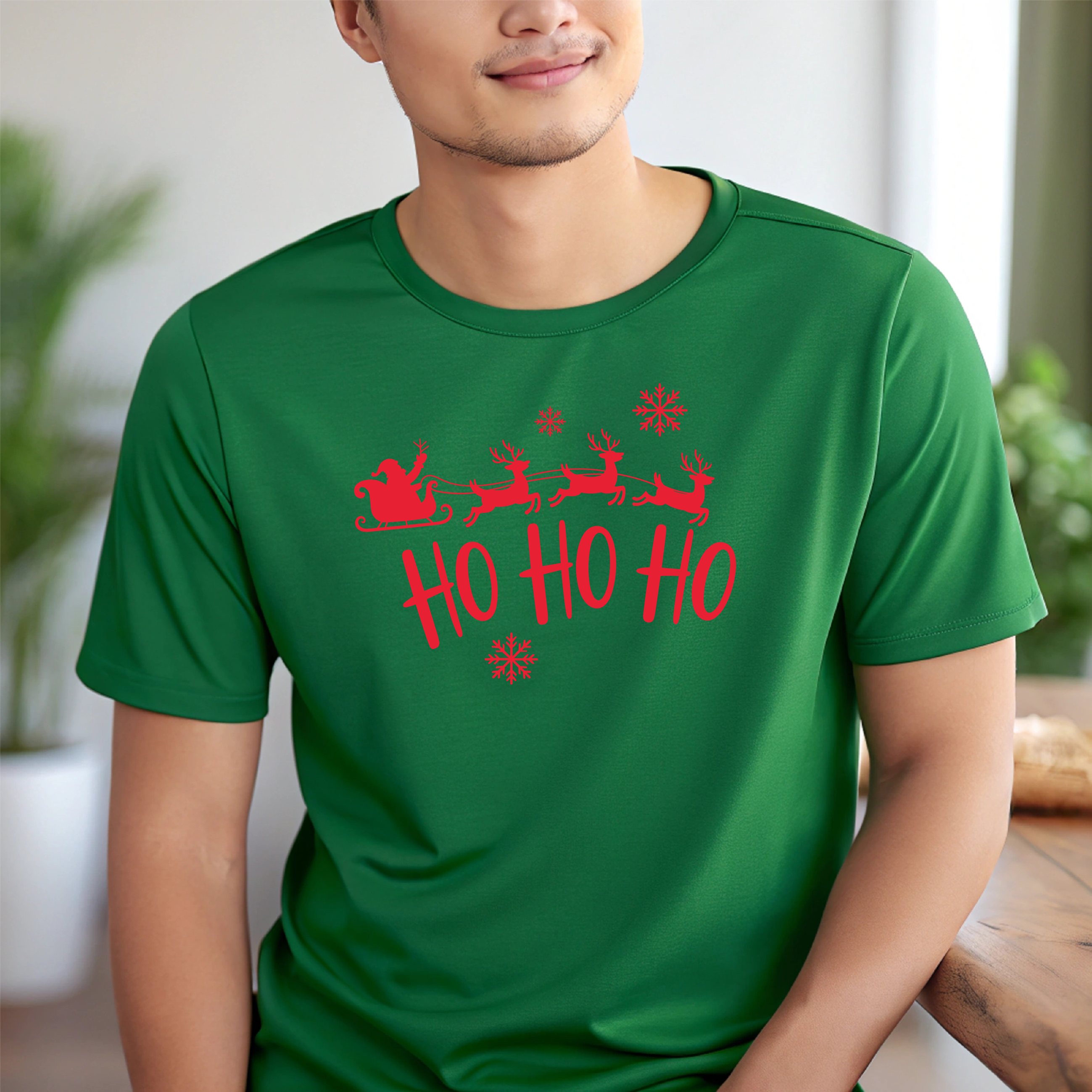 T-Shirt Ho Ho Ho with Santa Flying his Sleigh