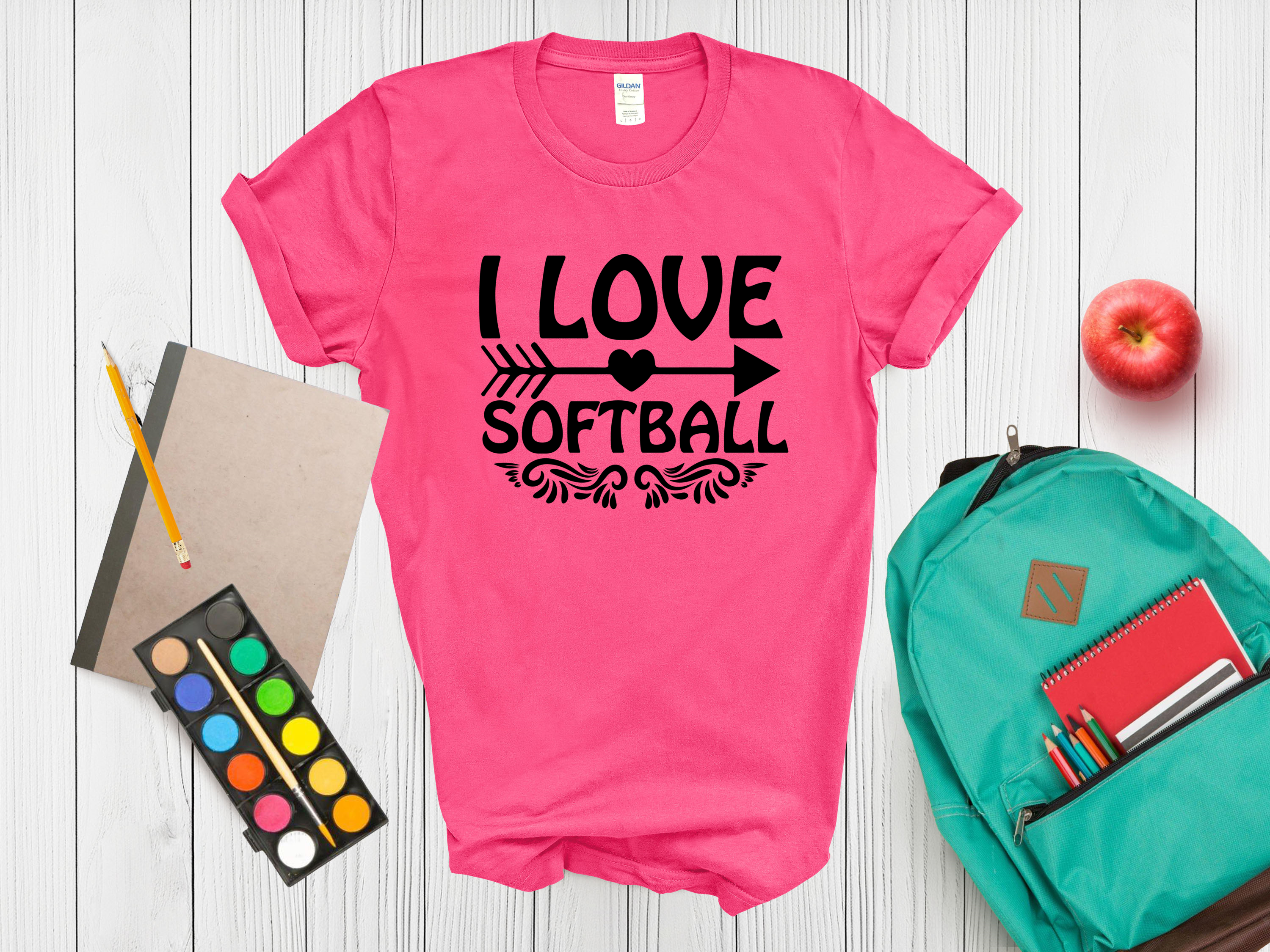 Kids Sports T-Shirt I love softball