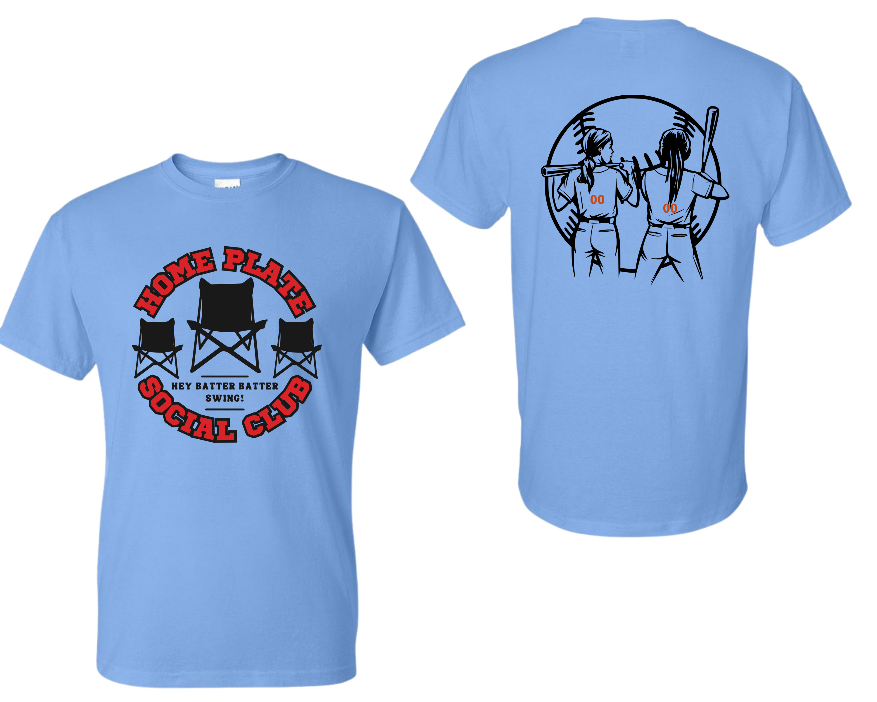 Adult Tee Front Home Plate Social Club/Back 2 Customizable Softball Girls