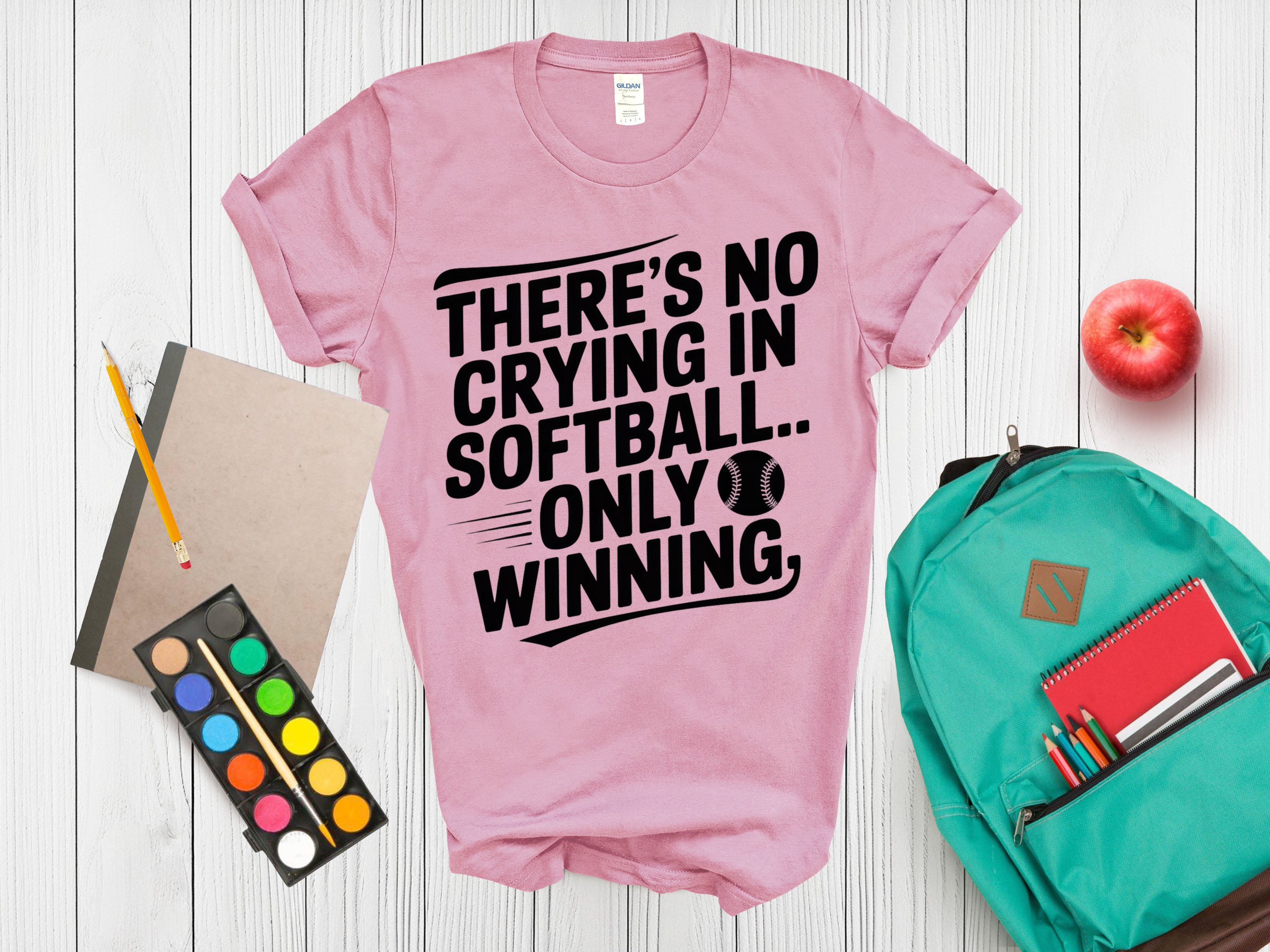 Kids Sport Tee Theres No Crying in Softball...Only winning
