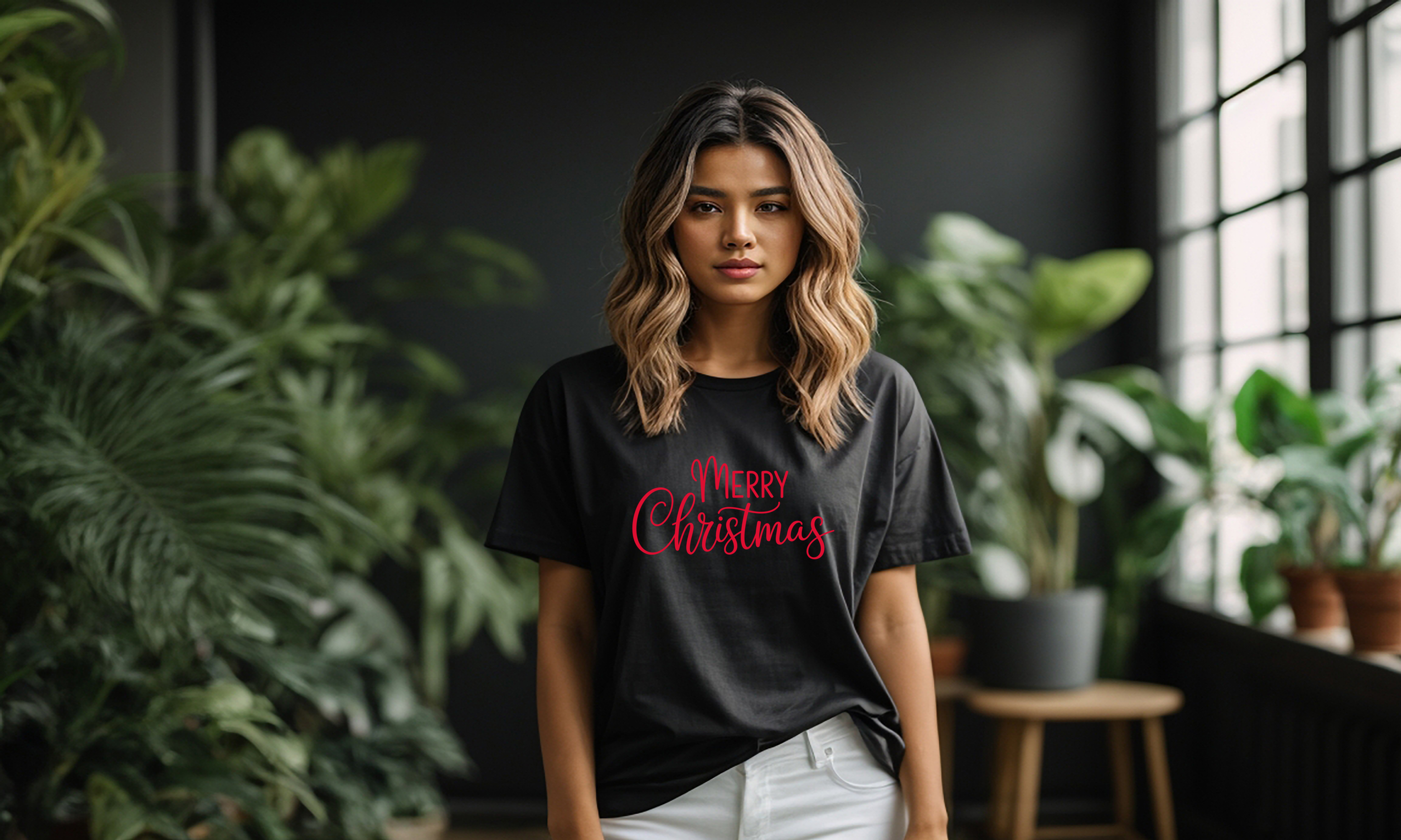T-Shirt Merry Christmas cursive
