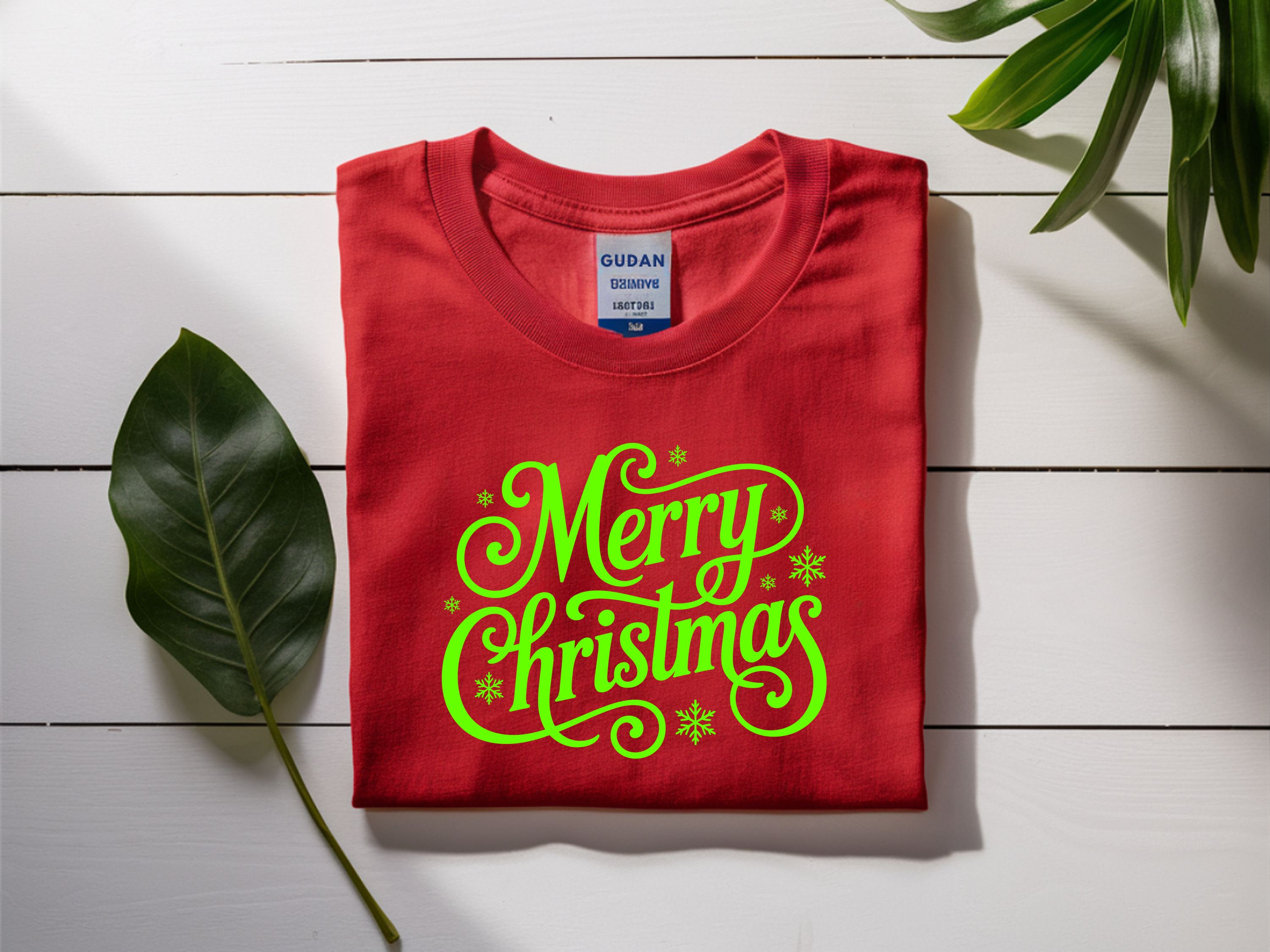 T-Shirt Merry Christmas with Snowflakes