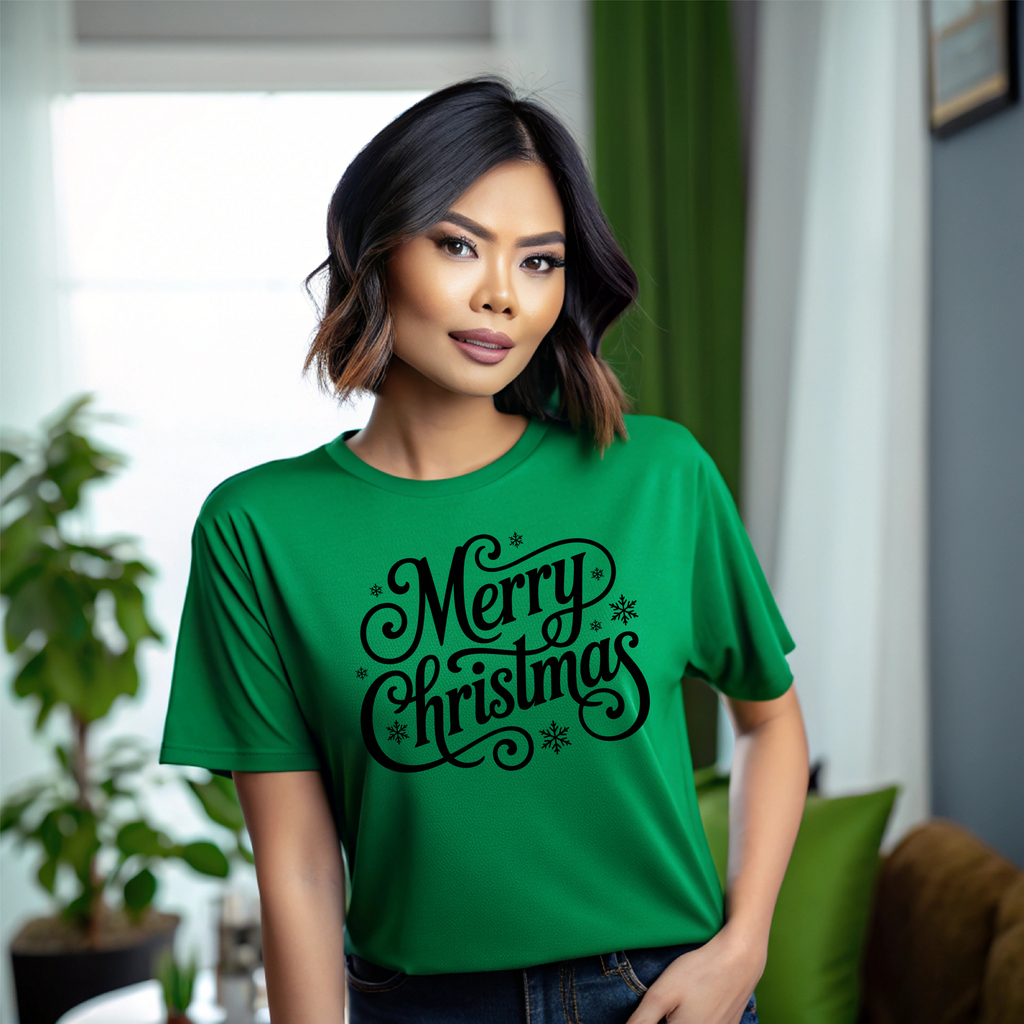 T-Shirt Merry Christmas with Snowflakes
