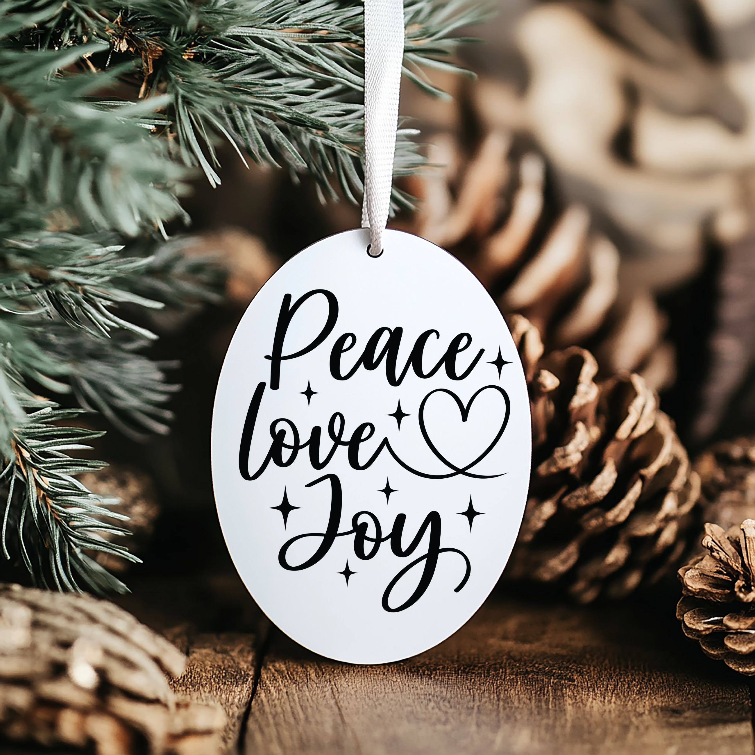 Oval Ornament Peace Love Joy