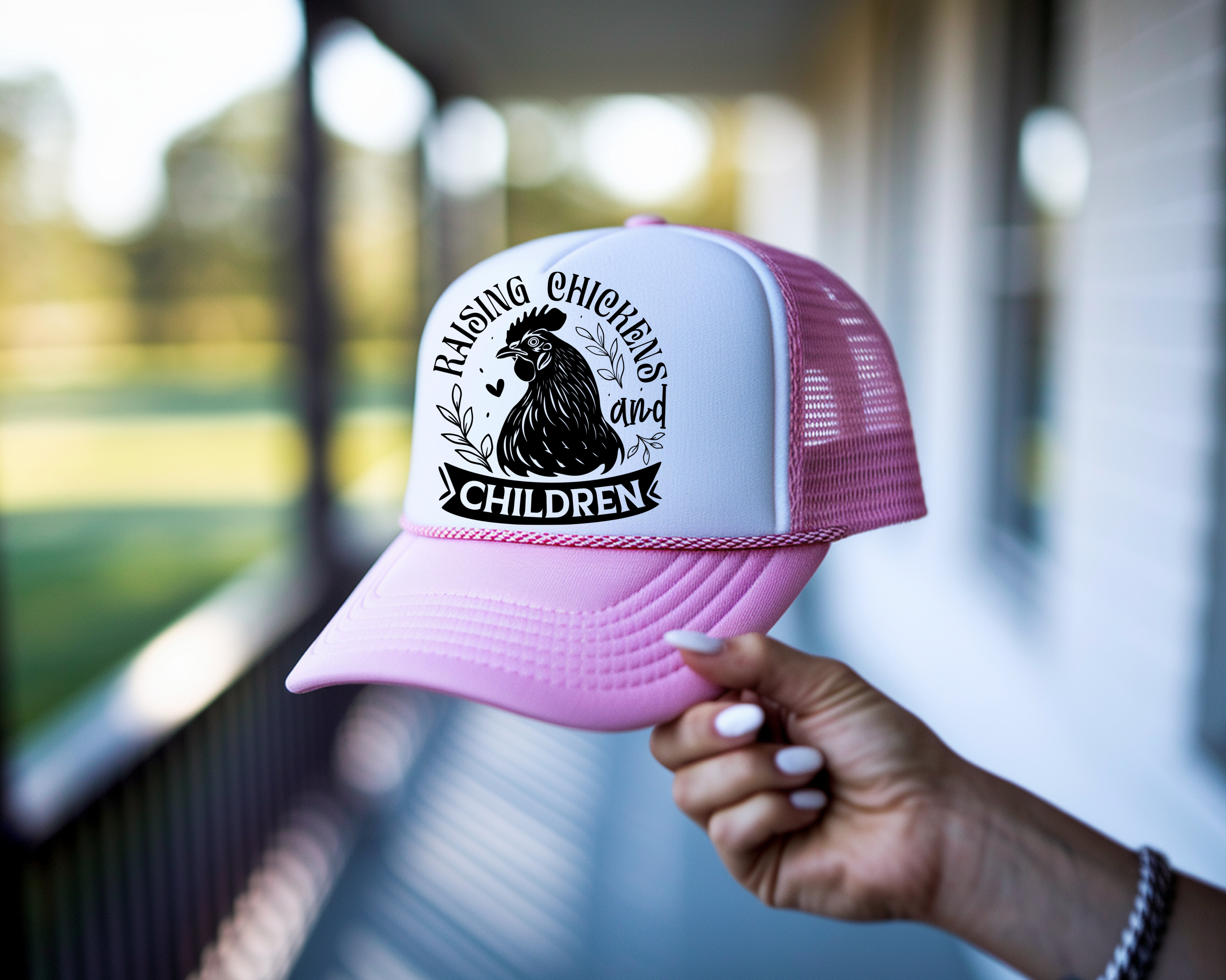 Mesh Back Hat Raising Chickens and Children