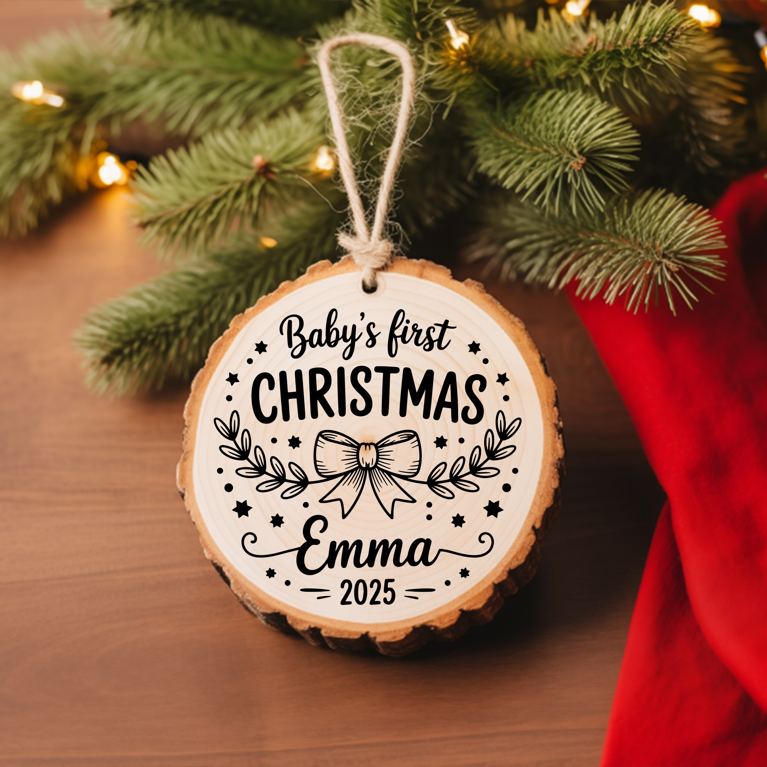 Round Ornament Babys First Christmas