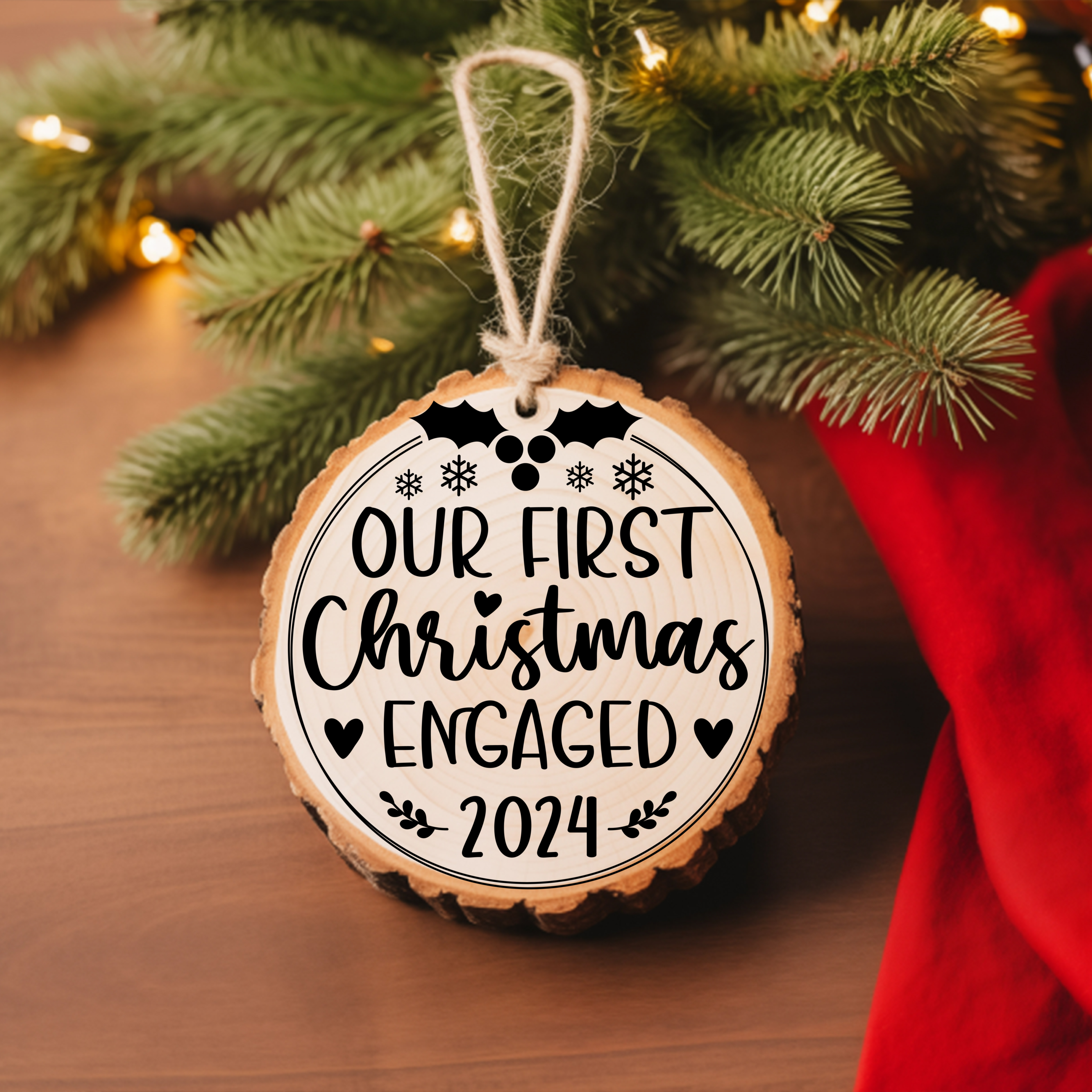Round Ornament Our First Christmas Engaged