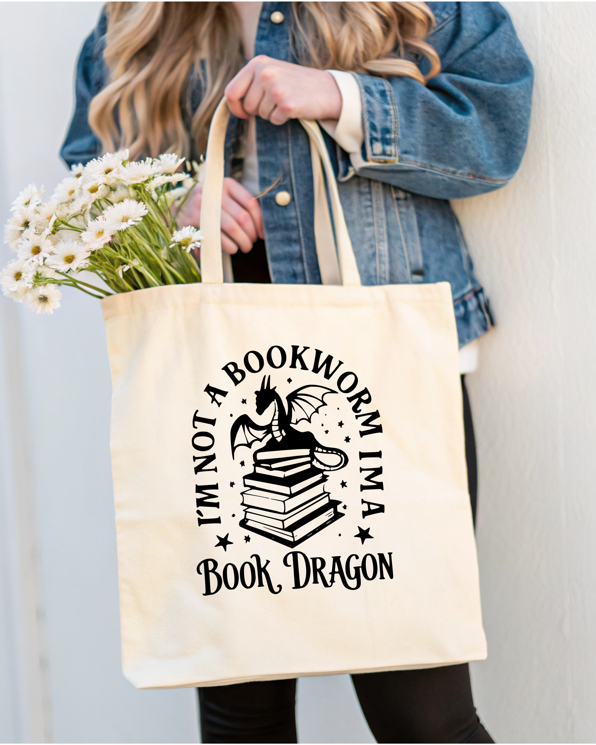 Tote Bag I'm not Bookworm I'm a Book Dragon